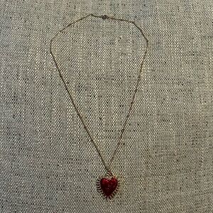 Red and sapphire heart necklace